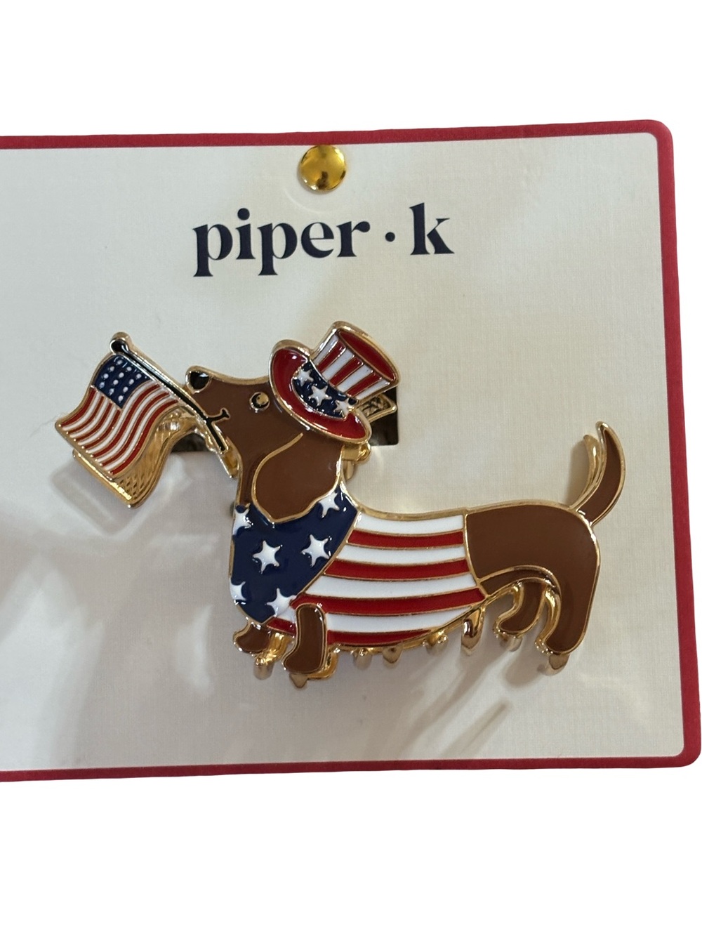 Piper K Patriotic Dachshund HAIR CLIP 
Piper k July 4th American flag hair clip